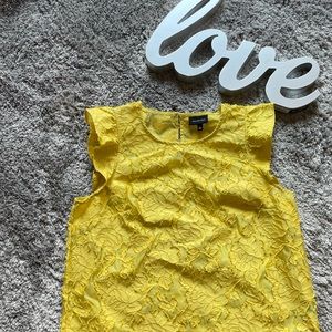 Who What Wear Yellow Ruffle Sleeve Blouse